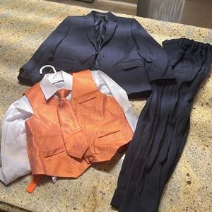Kids Marc New York Navy Blue Suit/Shirt,Vest and Tie by Vittorino